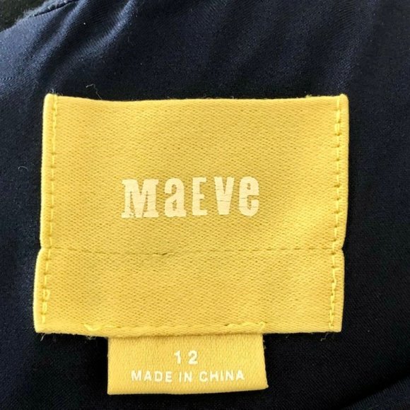 Maeve by Anthropologie Mitered Chevron Dress Lined - Navy/Ivory - 12 - Picture 12 of 12